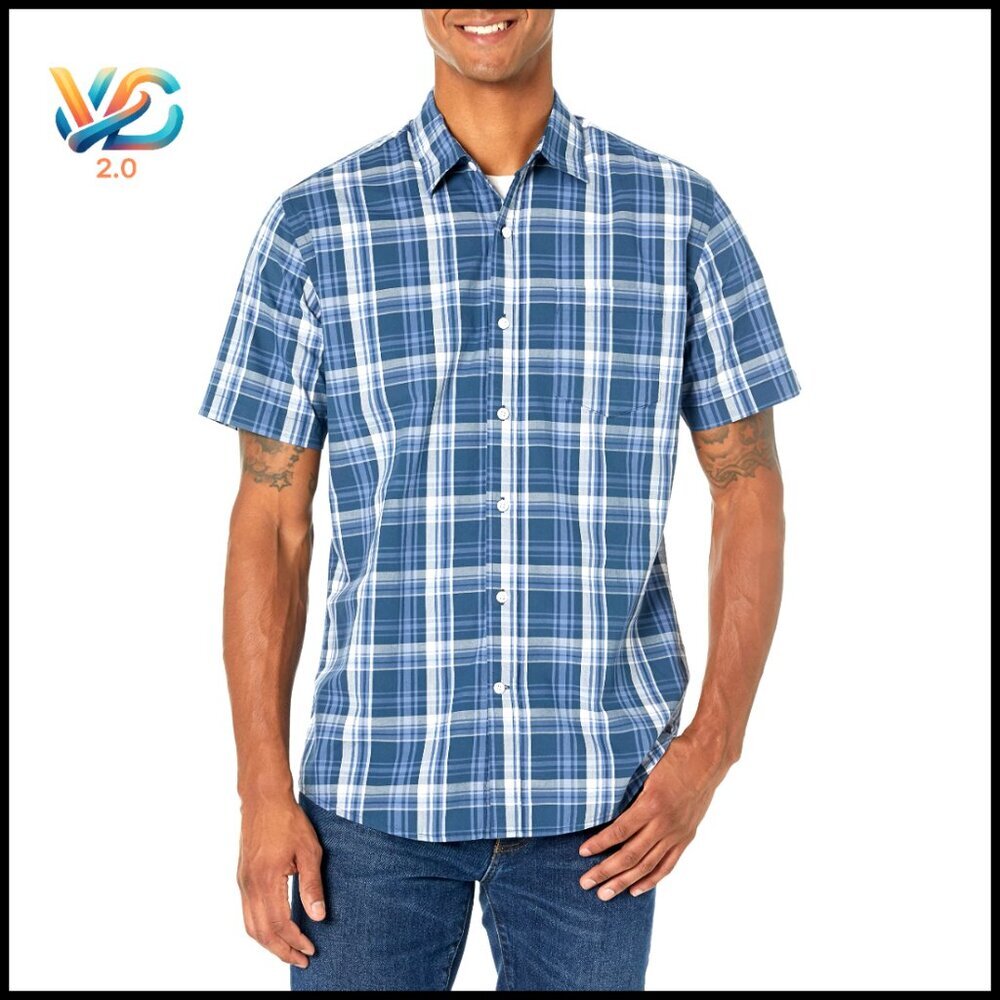 Men's Regular-Fit Short-Sleeve Poplin Button-Down Shirt